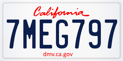 CA license plate 7MEG797