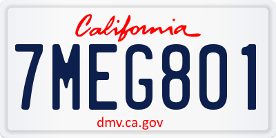 CA license plate 7MEG801