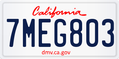 CA license plate 7MEG803