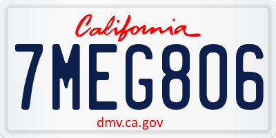 CA license plate 7MEG806