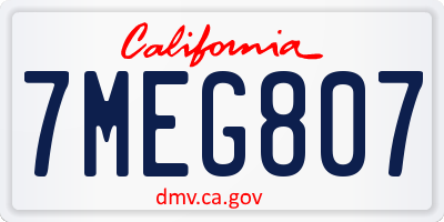 CA license plate 7MEG807