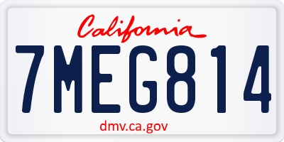 CA license plate 7MEG814