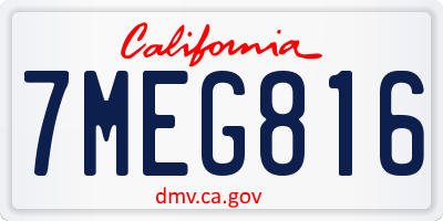 CA license plate 7MEG816