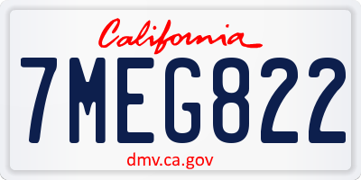 CA license plate 7MEG822