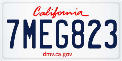 CA license plate 7MEG823