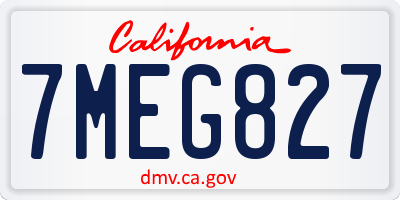 CA license plate 7MEG827