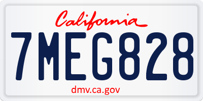 CA license plate 7MEG828