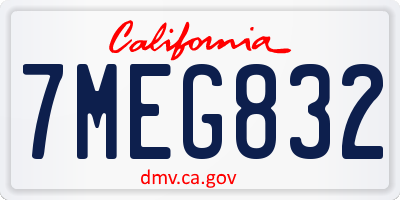 CA license plate 7MEG832