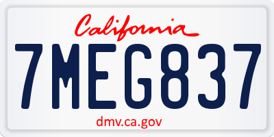 CA license plate 7MEG837