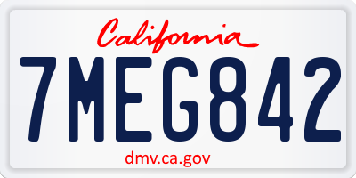 CA license plate 7MEG842