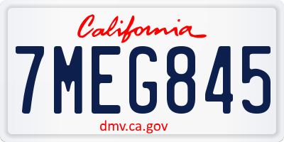 CA license plate 7MEG845