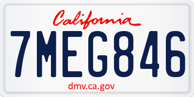 CA license plate 7MEG846