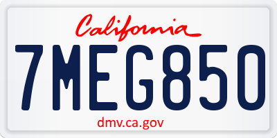 CA license plate 7MEG850