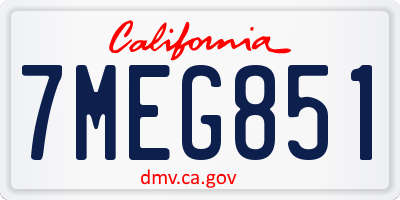 CA license plate 7MEG851