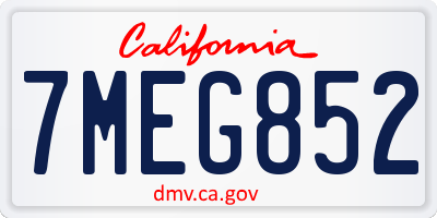 CA license plate 7MEG852