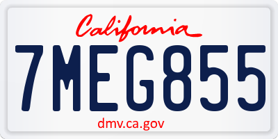 CA license plate 7MEG855