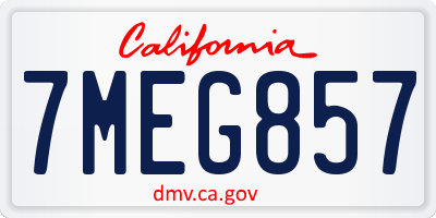 CA license plate 7MEG857