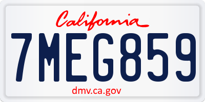 CA license plate 7MEG859