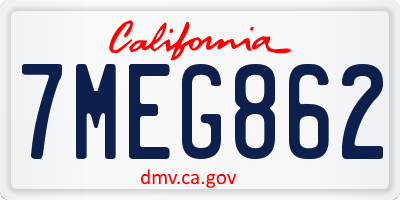 CA license plate 7MEG862