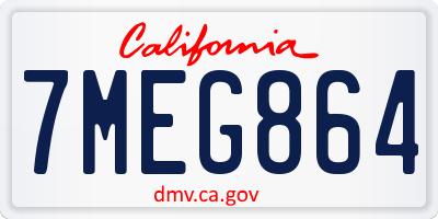 CA license plate 7MEG864