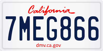 CA license plate 7MEG866