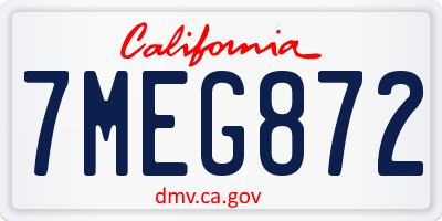 CA license plate 7MEG872