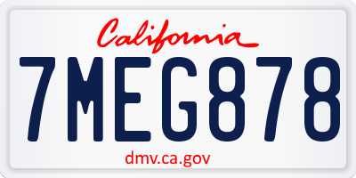 CA license plate 7MEG878