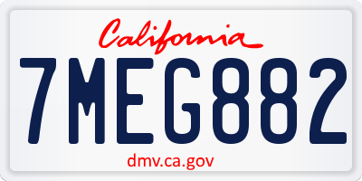 CA license plate 7MEG882