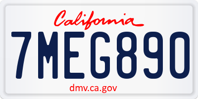 CA license plate 7MEG890