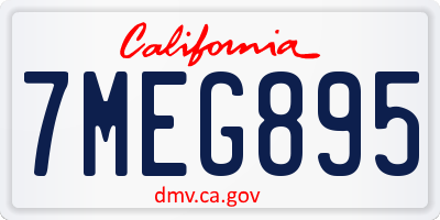 CA license plate 7MEG895
