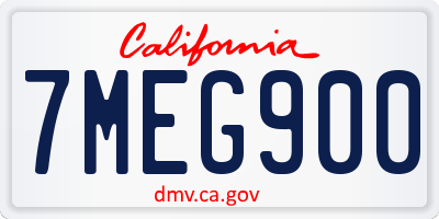 CA license plate 7MEG900