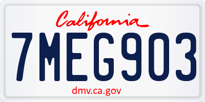 CA license plate 7MEG903