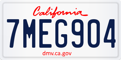 CA license plate 7MEG904