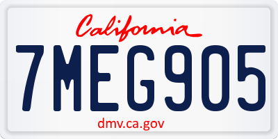 CA license plate 7MEG905