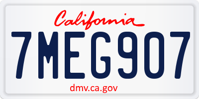 CA license plate 7MEG907
