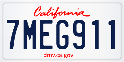 CA license plate 7MEG911