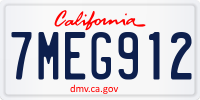 CA license plate 7MEG912