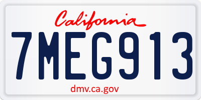 CA license plate 7MEG913