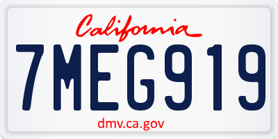 CA license plate 7MEG919