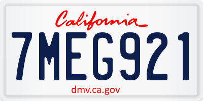 CA license plate 7MEG921