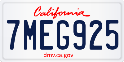 CA license plate 7MEG925