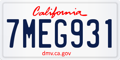 CA license plate 7MEG931