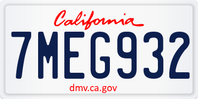 CA license plate 7MEG932