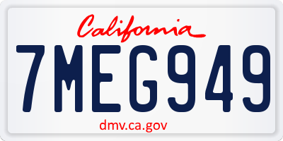 CA license plate 7MEG949