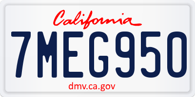 CA license plate 7MEG950