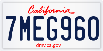 CA license plate 7MEG960