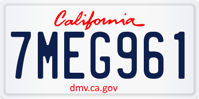 CA license plate 7MEG961