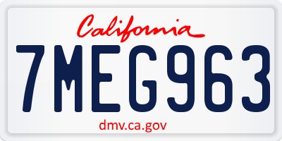 CA license plate 7MEG963