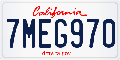 CA license plate 7MEG970