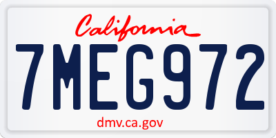 CA license plate 7MEG972